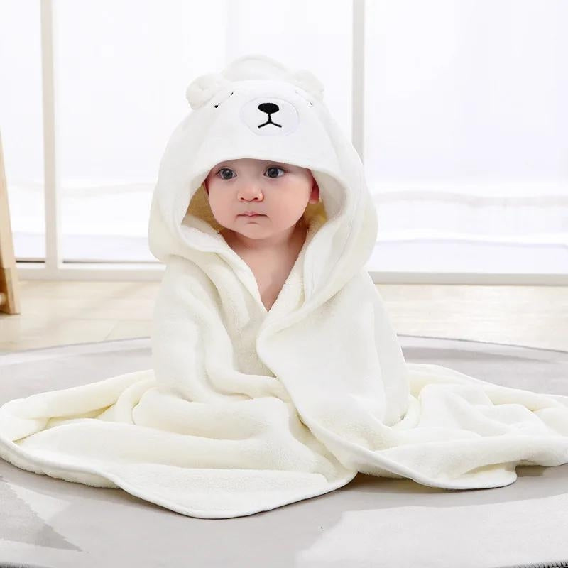 Cape de bain bébé ours blanc