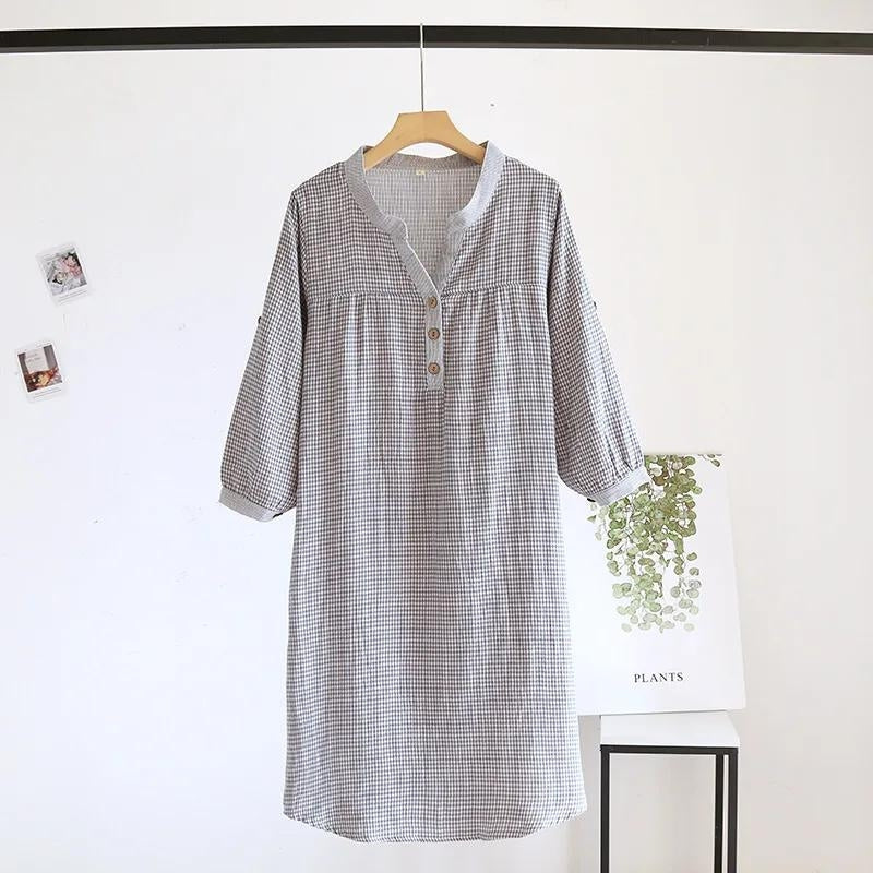 Chemise de nuit femme coton gris