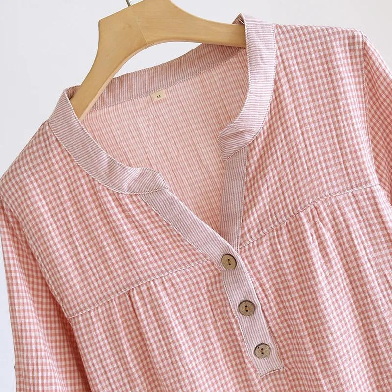 Chemise de nuit en matière coton de couleur rose pour femme