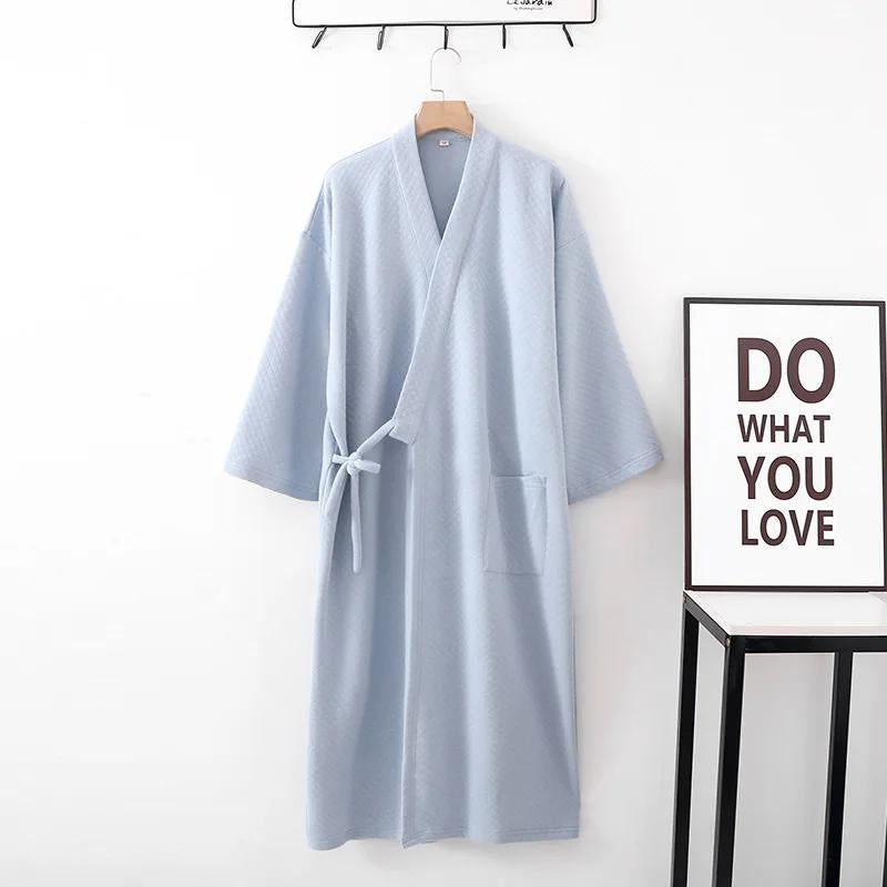 Peignoir kimono bleu ciel pour femme