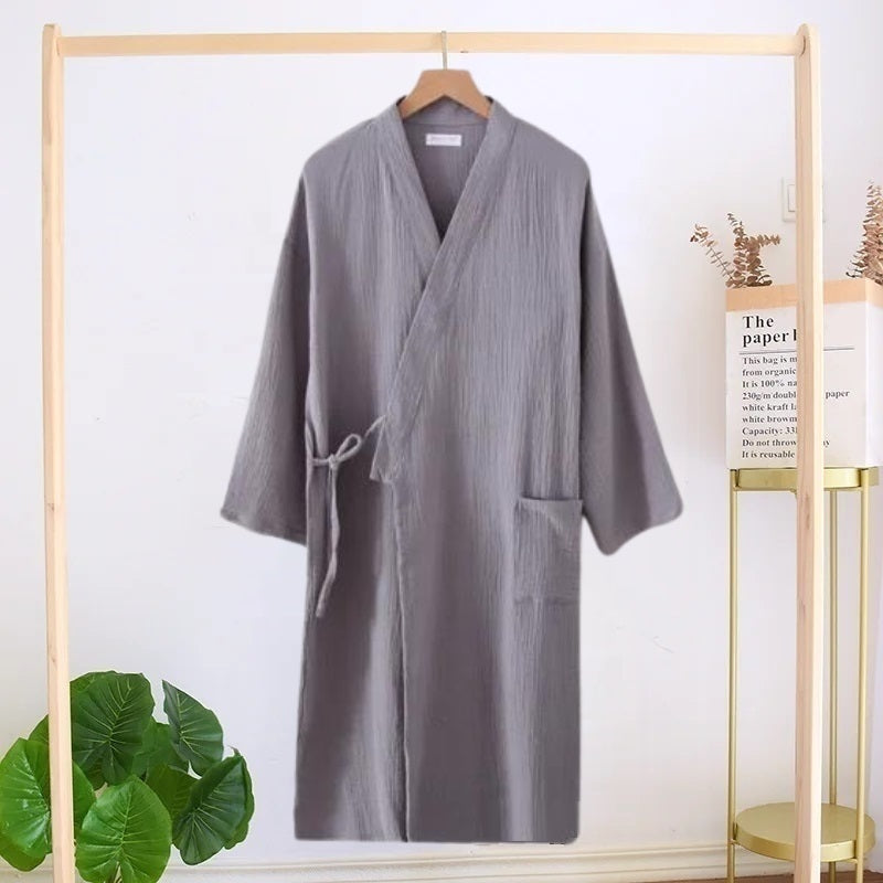 Peignoir kimono gris pour femme