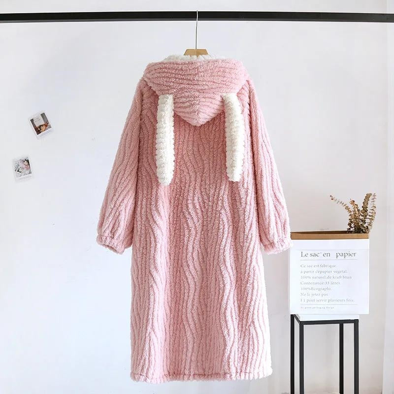Robe de chambre d'hiver de couleur rose pour femme